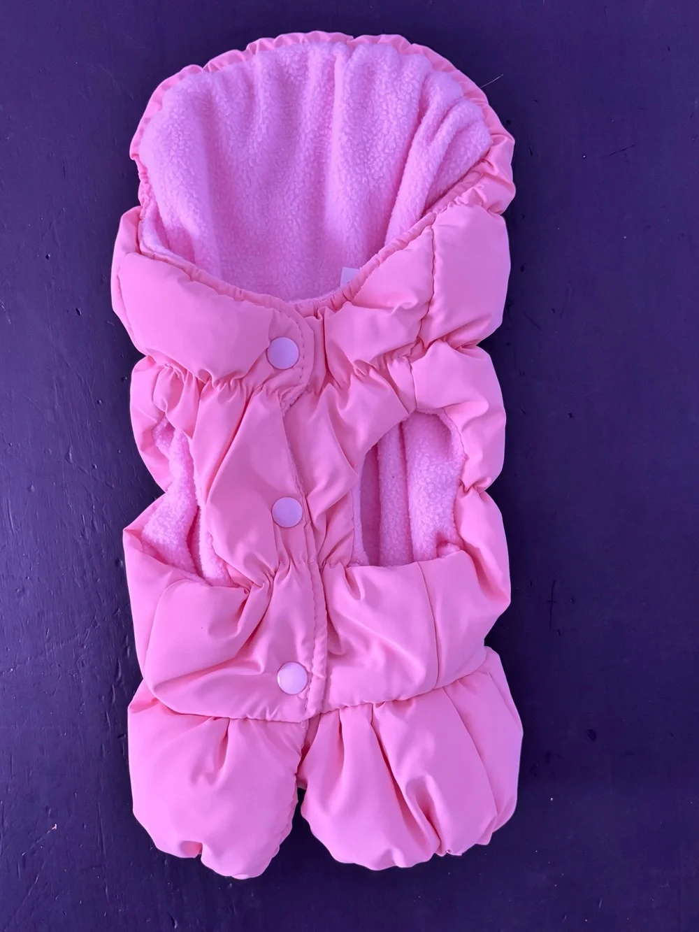 Bright Pink Quilted Puffer Dog Jacket with D-Ring